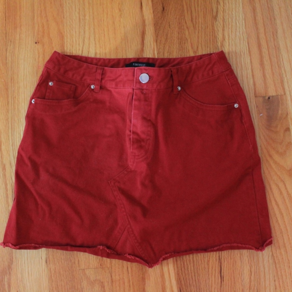 Forever 21 red jean skirt